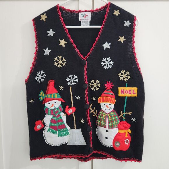 Nutcracker Vintage Womens Medium Sweater Vest Ugly Christmas Party Snowman - Picture 1 of 7